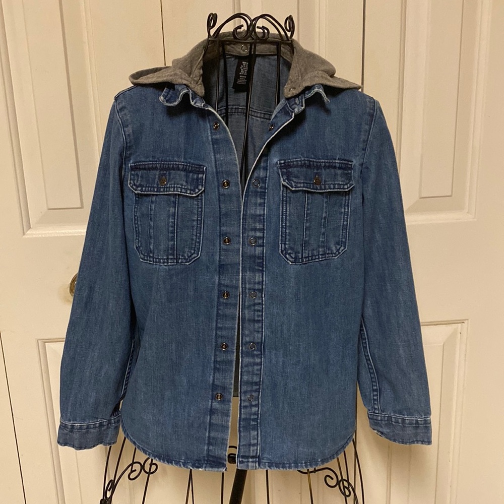 Girls denim jacket with hood size 10